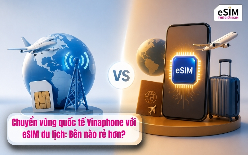 Chuyển vùng quốc tế Vinaphone với eSIM du lịch: Bên nào rẻ hơn?